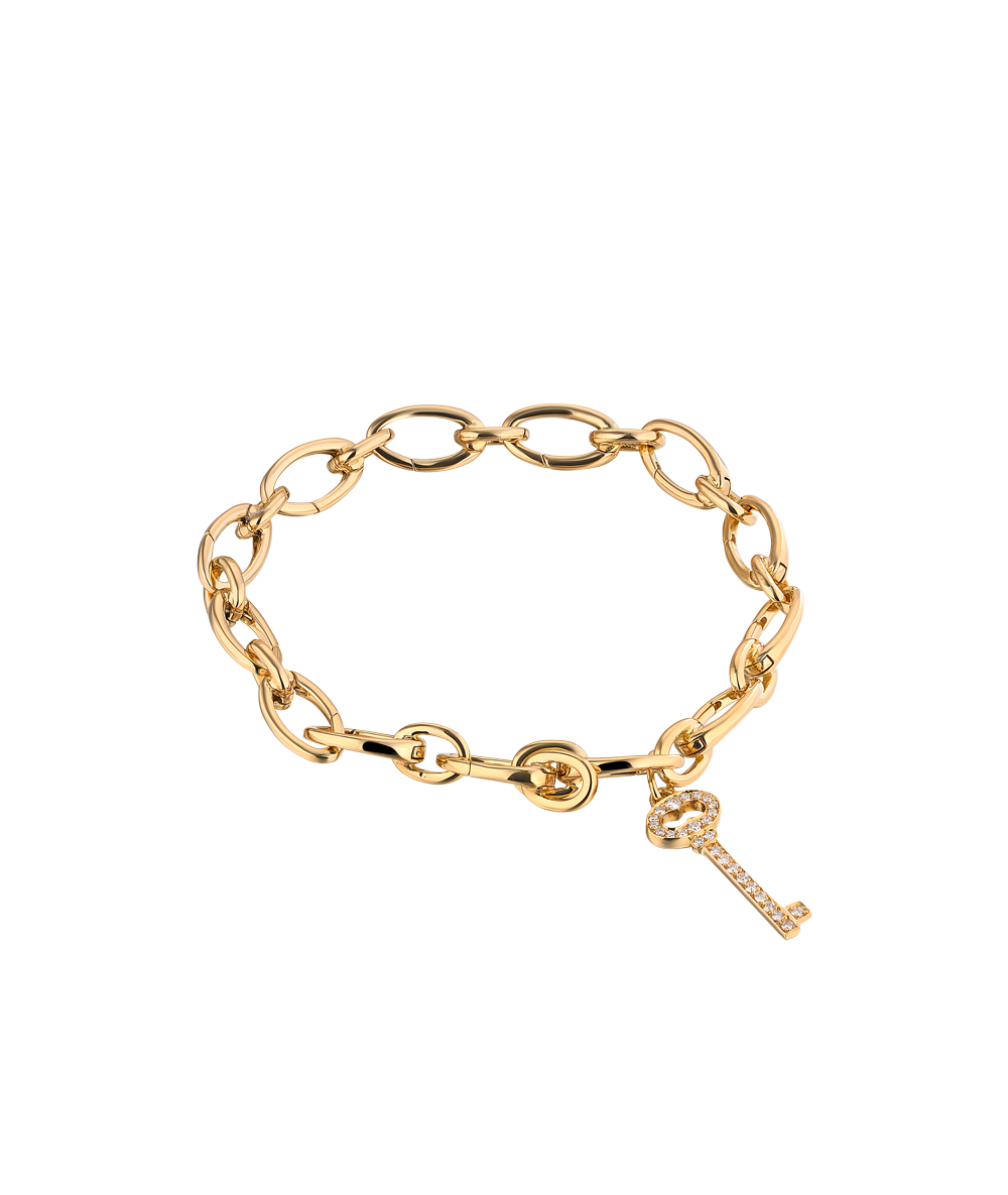Браслет Tiffany \u0026 Co Yellow Gold Oval Link Charm Key (37391) купить вМоскве, выгодная цена - ломбард на Кутузовском