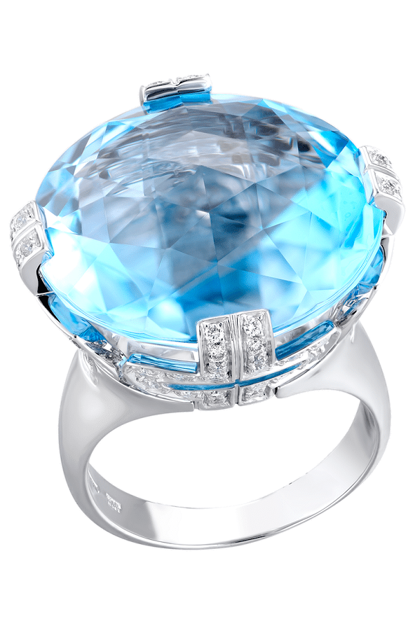 Bvlgari Parentesi Blue Topaz Ring with Diamonds 4045