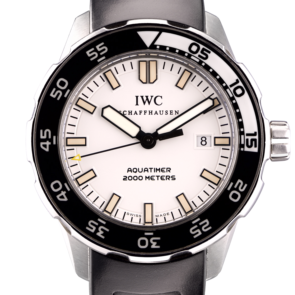 IWC Aquatimer White Dial Rubber Strap Mens Watch IW356805