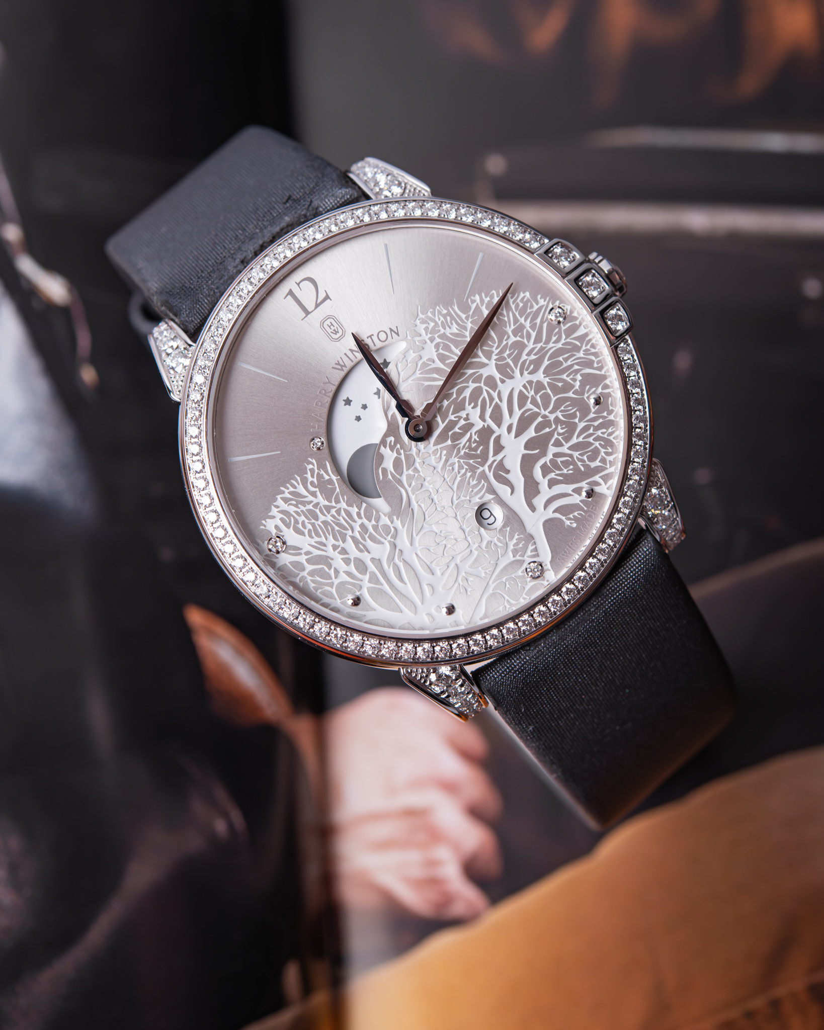 Harry Winston Midnight Moon Phase 18K White Gold Diamonds
