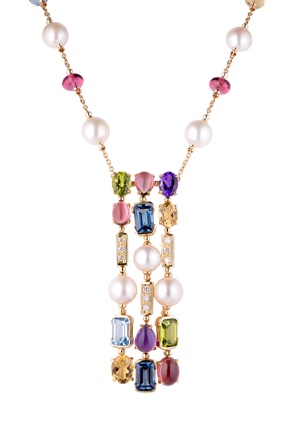 Bellini Gioielli Yellow Gold Multistone Necklace 31026