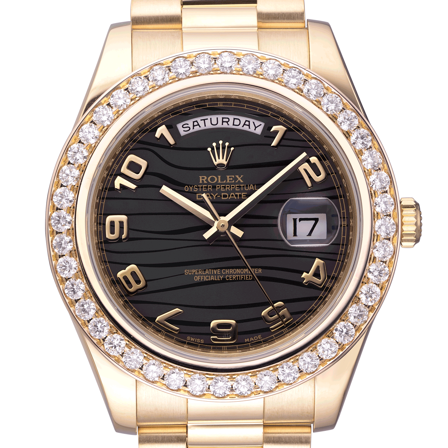 Rolex Day Date President II 218238 41mm Custom Black Diamond Bezel 218238 32084