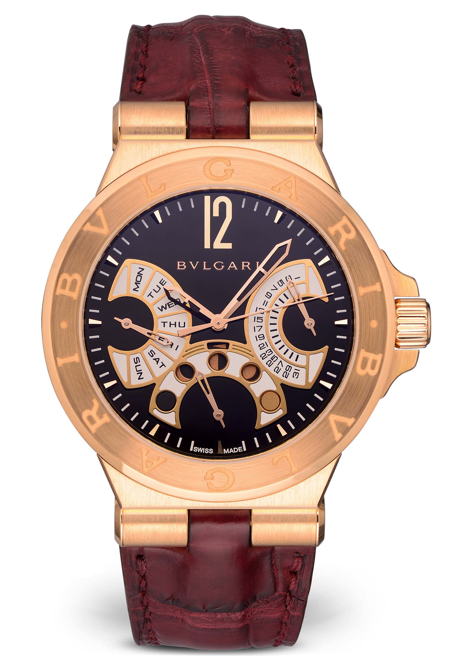 Bvlgari Bulgari Diagono Retro Day Date Moonphase Rose Gold Automatic 42mm 102026 33897