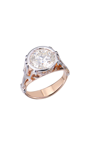 Кольцо  6,78 ct K/SI1 Round Cut Diamond & Rose & White Gold (42008)