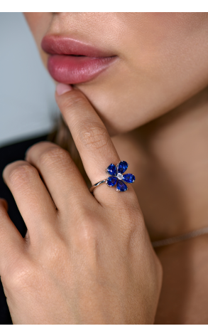 Кольцо Mercury Flower White Gold & Diamond & Natural Sapphire MR20990WS (42239) №2