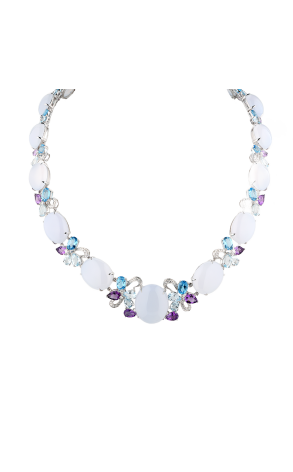 Колье Oro Vitchenza Jewellery Louna Stone & Diamonds & Multigemstone & White Gold (40410)