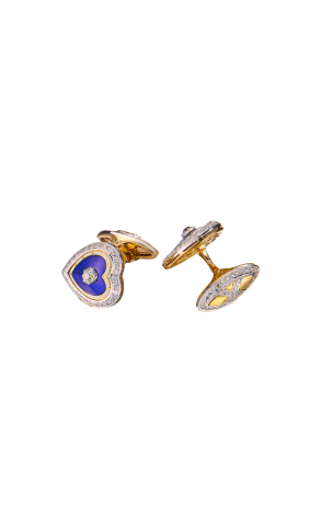 Запонки Vasily Konovalenko Hearts in White & Yellow Gold & Lapis & Diamonds (43542)