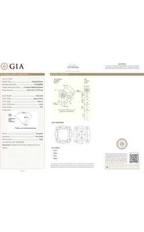 Пусеты GIA Cushion Diamond 4,10 - 4,02 ct Fancy Yellow/VS1-VS2 (GIA) (41868) №2