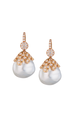 Серьги  Baroque Pearl & Diamonds in Rose Gold (38737)
