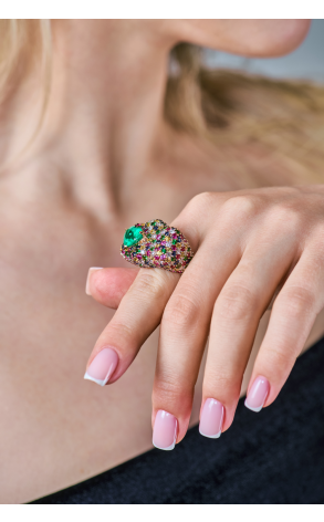 Кольцо Scavia Jewels Multigemstone Ring With 2.33 ct Heart Emerald (40528) №4