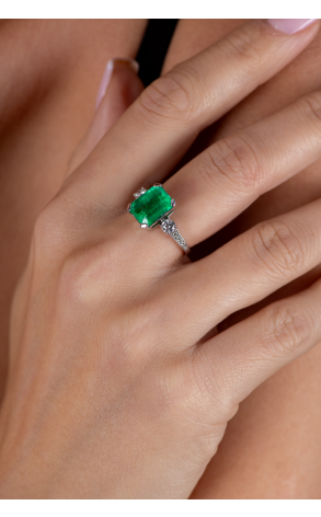 Кольцо  с изумрудом 3,60 ct Intense Green и бриллиантами (34004) №2