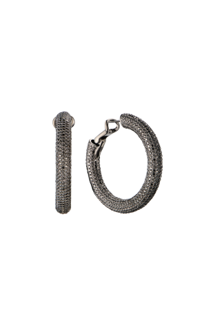 Серьги  6,80 ct Black Round Cut Diamonds Hoop (43414)