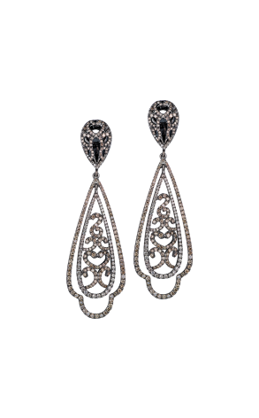 Серьги  1,06 ct Cognac & White Diamonds & Gold (41277)