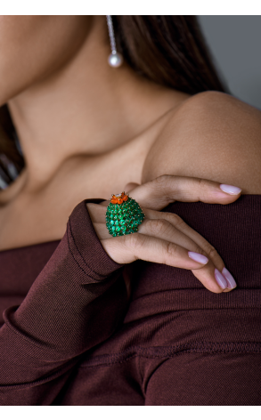 Кольцо Cartier Cactus de Emerald Beads, 1 Diamond H4323300 (42181) №4