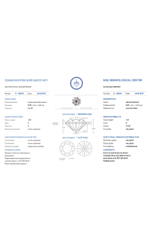 Пусеты  Round Diamonds 1.07 ct D/IF - 1.01 ct D/VVS1 (37046) №3