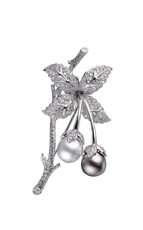 Брошь  White Gold Diamonds & Pearl (36634)