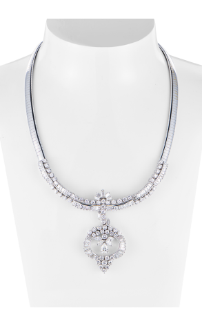 Колье  11,06 ct Round, Baguette, Marquise, Pear Cut Diamonds & White Gold (42537)