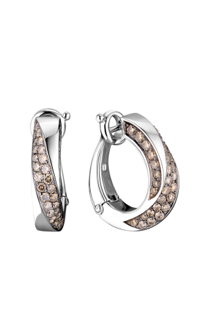 Серьги Mauboussin White Gold Champagne Diamond Huggie Hoop (36340)