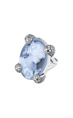 Кольцо Roberta Ponticello Italy Cammeo Onyx & Chalcedony & Diamonds & Pearl (41084)