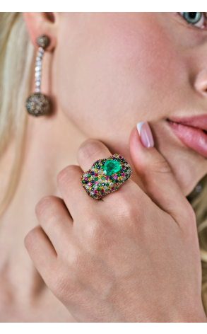 Кольцо Scavia Jewels Multigemstone Ring With 2.33 ct Heart Emerald (40528) №2