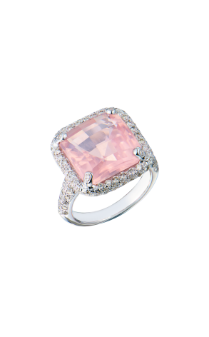 Кольцо  White Gold & Diamonds & Rose Quartz (41616)