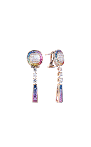 Серьги  в стиле Patek Philippe Aquanaut Rose Gold & Diamond & Natural Sapphire (42241)