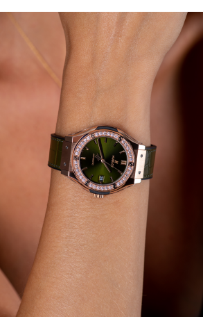 Часы Hublot Classic Fusion Green King Gold Diamonds 38 mm 565.OX.8980.LR.1204 (36974) №3