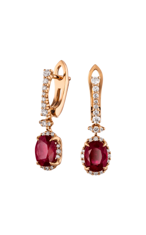 Серьги Maxim Demidov 3,17 ct Mozambique Ruby & Diamonds & Yellow Gold (41624)