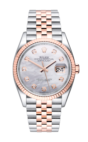 Часы Rolex Datejust 36 mm Steel & Rose Gold Diamonds Index Pearl Dial 126231 (34432)