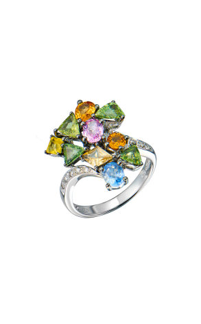Кольцо  Topaz & Diamonds & White Gold (43477)