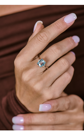 Кольцо  Blue Topaz & Diamonds & White Gold (41854) №2