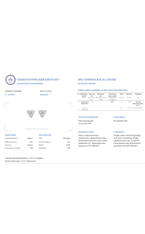 Пусеты  0.65 ct Round Diamonds & White Gold (40662) №2