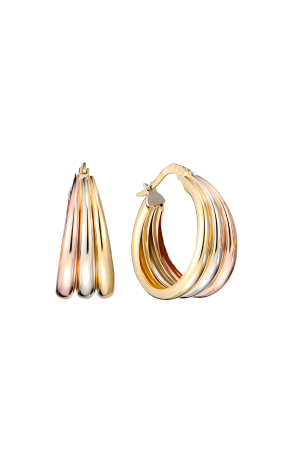 Серьги  Tricolor Earrings White & Rose & Yellow Gold (41723)