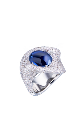 Кольцо  4,70 ct G/VS1 Round Cut Diamonds & Blue Sapphire (40129)
