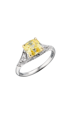 Кольцо Tiffany & Co 2,05 ct Square Antique Cut Fancy Intense Yellow / VS1 (40789)