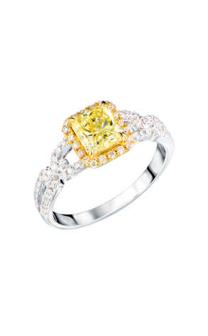 Кольцо GIA 1,05 ct Fancy Yellow/VS1 Radiant Cut & White Gold (42977)