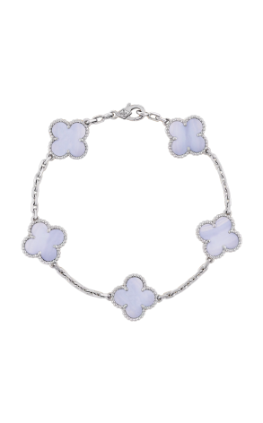 Браслет Van Cleef & Arpels Vintage Alhambra 5 motifs white gold Chalcedony VCARD34700 (42140)