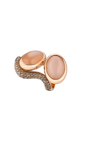 Кольцо  Rose Gold & Diamonds & Moonstone (41291)