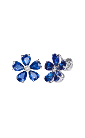 Серьги Mercury Flower White Gold & Diamond & Natural Sapphire (43722) №2