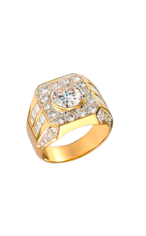 Кольцо Vasily Konovalenko 2,37 ct H/VVS2 Round Diamond & 4,8 ct Diamonds in Yellow Gold (43343)