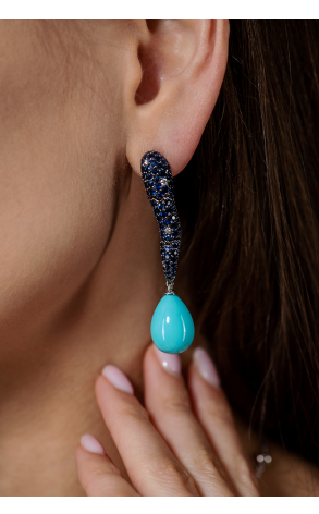 Серьги RalfDiamonds Tsavorites & Sapphires & Turquoise & Diamonds RDE (37666) №2
