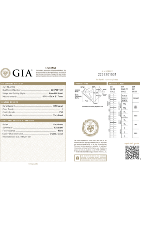 Пусеты GIA 0,50 ct I/VS2 - 0.51 ct I/VVS1 White Gold (36582) №5
