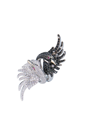 Кольцо Boucheron CYPRIS, THE SWAN RING BLACK SAPPHIRES & White Diamonds JRG01476; JRG01477 (38290)