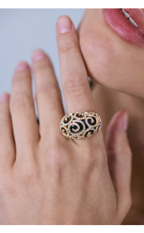 Кольцо  Rose Gold & Onyx & Diamonds (40491) №2