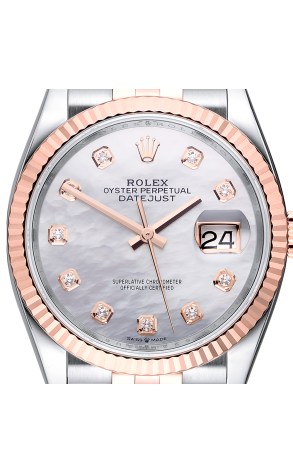 Часы Rolex Datejust 36 mm Steel & Rose Gold Diamonds Index Pearl Dial 126231 (34432) №2