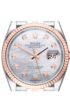 Часы Rolex Datejust 36 mm Steel & Rose Gold Diamonds Index Pearl Dial 126231 (34432) №4