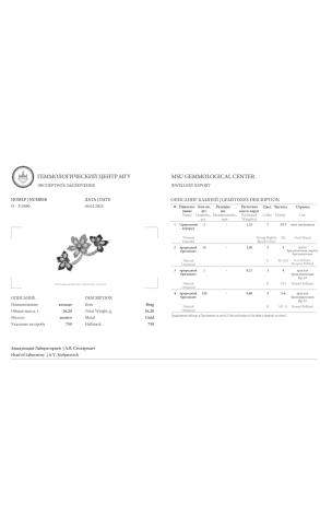 Кольцо  1,25 ct Emerald & 4,11 сt White & 0.70 ct Black Diamonds (39739) №3