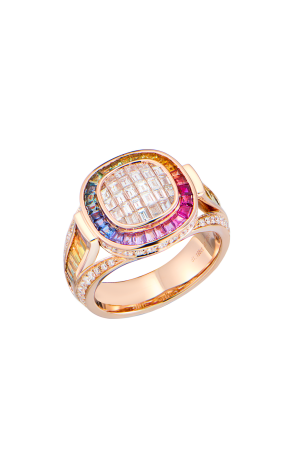 Кольцо  в стиле Patek Philippe Aquanaut Rose Gold & Diamond & Natural Sapphire (42240)