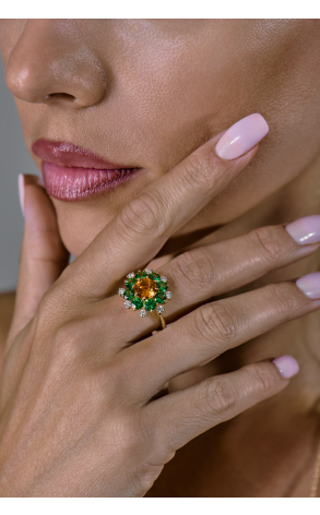 Кольцо  Citrine & Tsavorites & Diamonds Flower (42768) №2