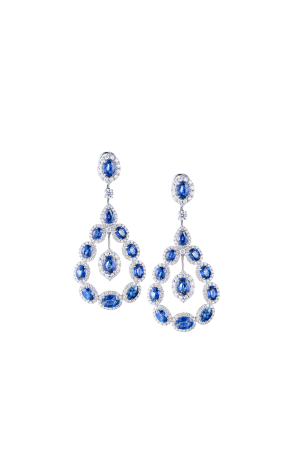 Серьги  Natural Sapphire 16,16 ct & Natural Diamonds 4,24 ct & White Gold (41959)